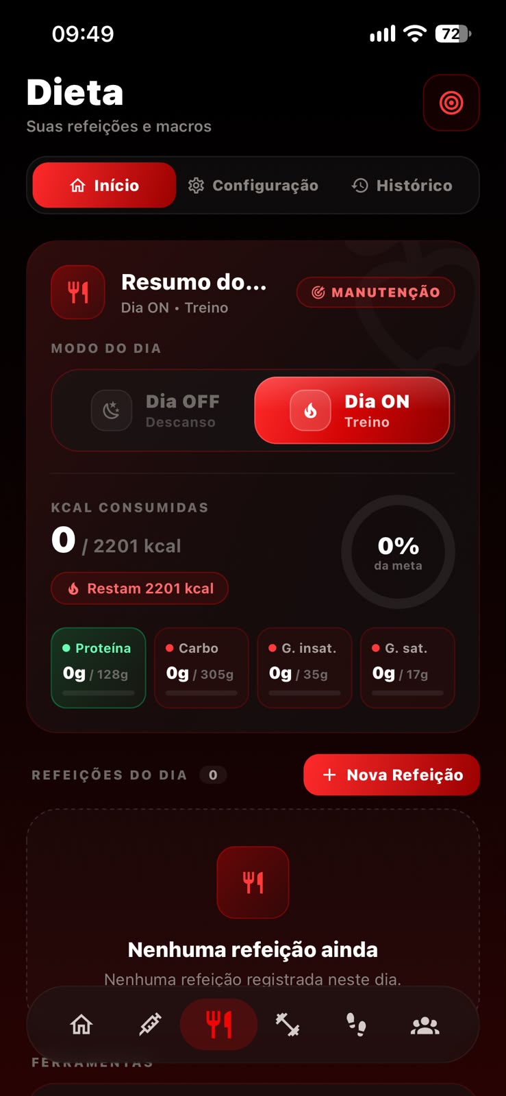 Tela de Dieta do DOSILIFY