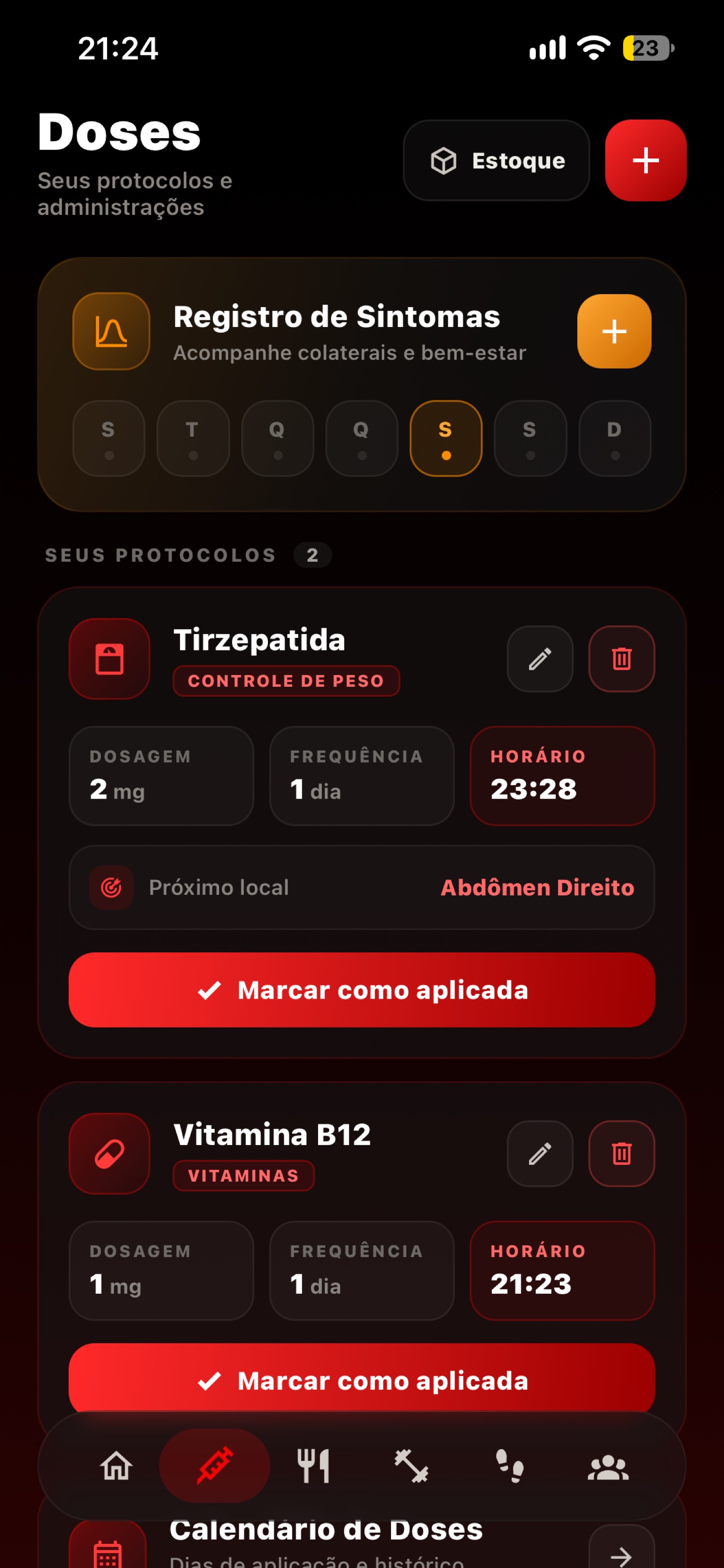 Tela de Doses do DOSILIFY